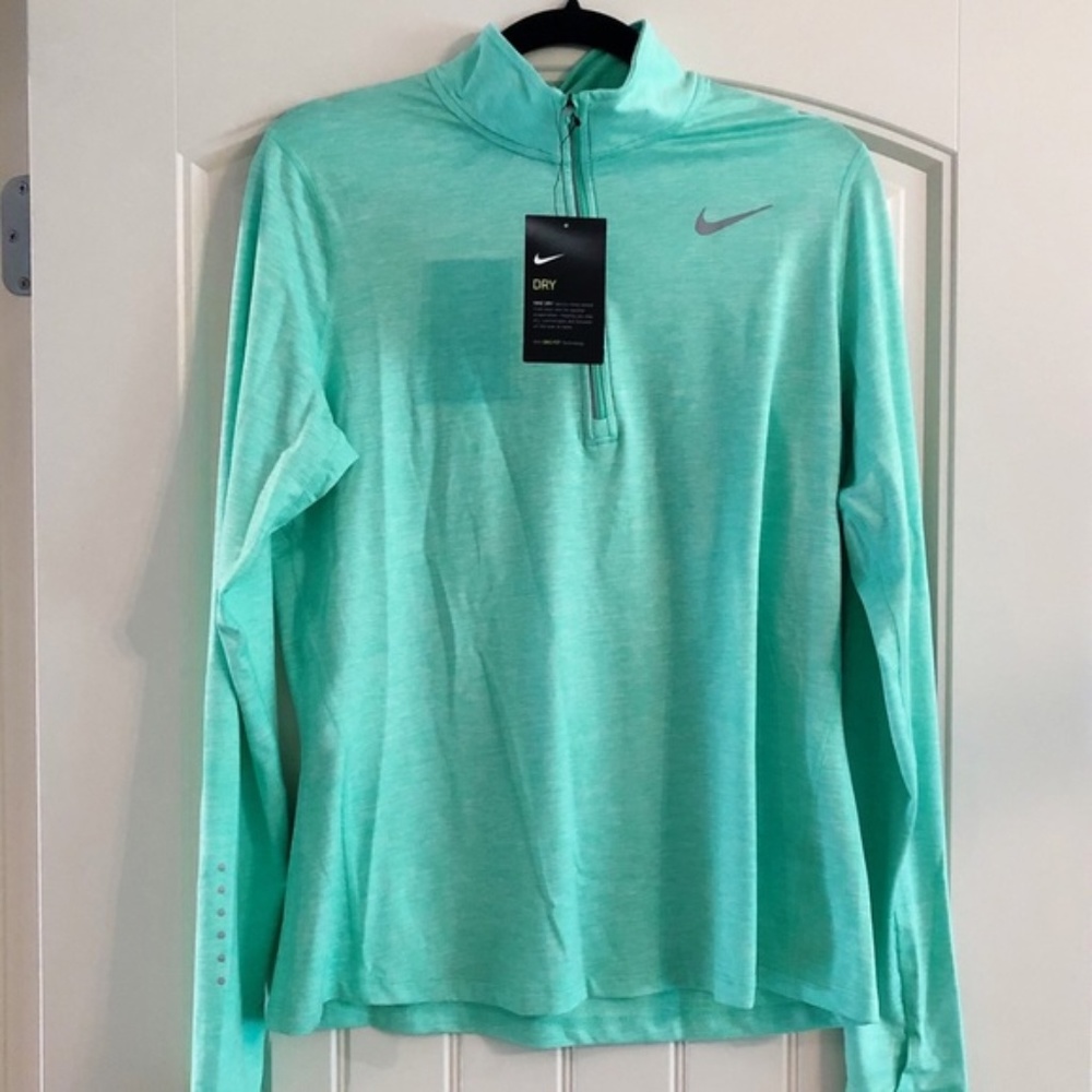 Nike Dri Fit 1/2 Zip Running Top Heathered Mint L